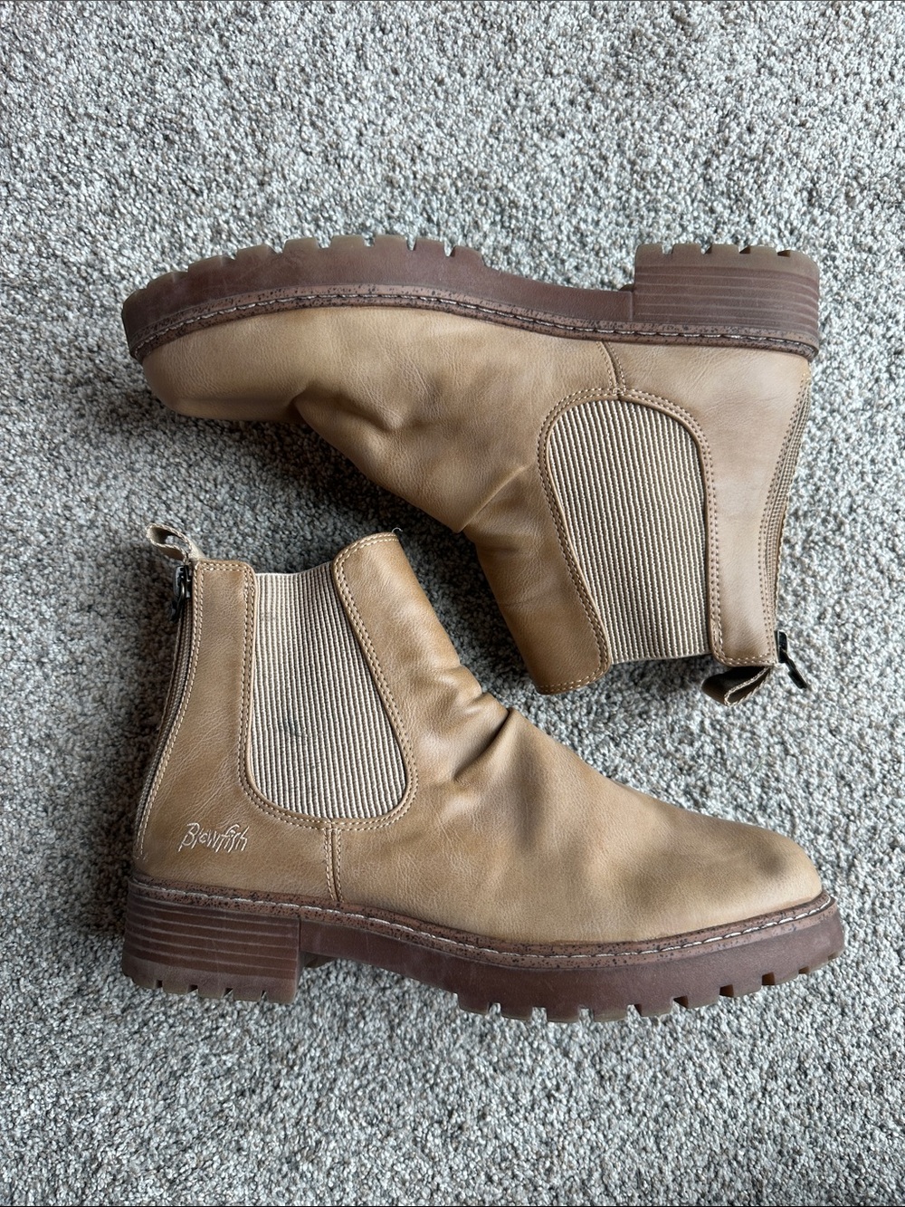 Blowfish Tan Chelsea Lug Ankle Boots